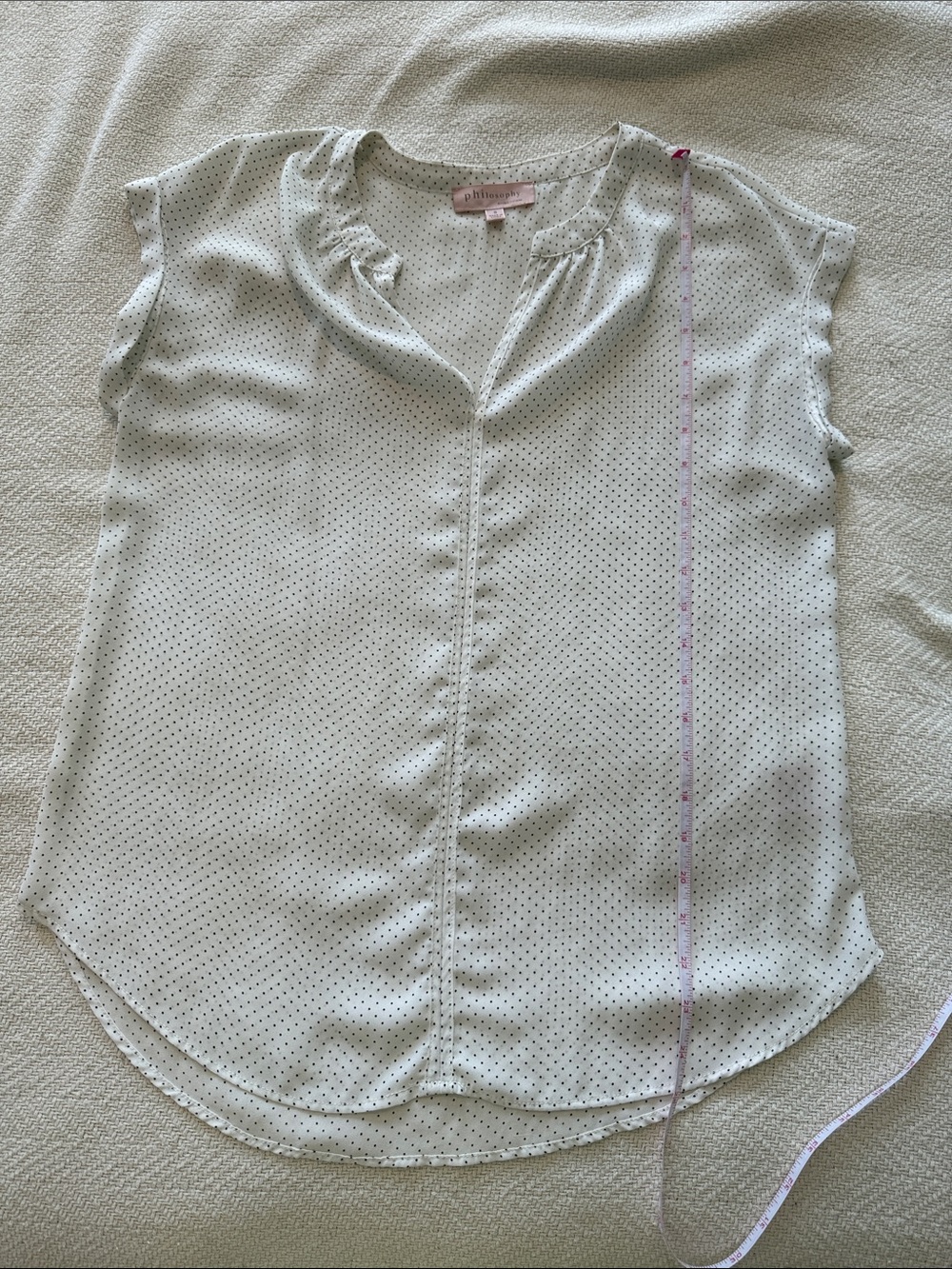 Philosophy White Blouse with Black Tiny Dot Print